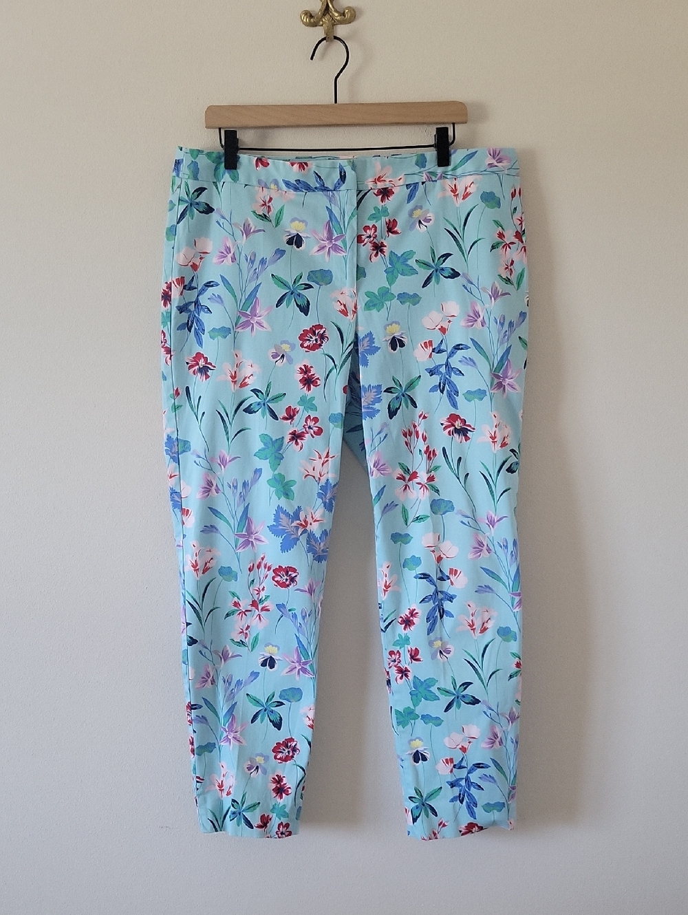 Talbots Hampshire Ankle‎ Pants Blue Floral Trousers Size 14 *ALTERED*